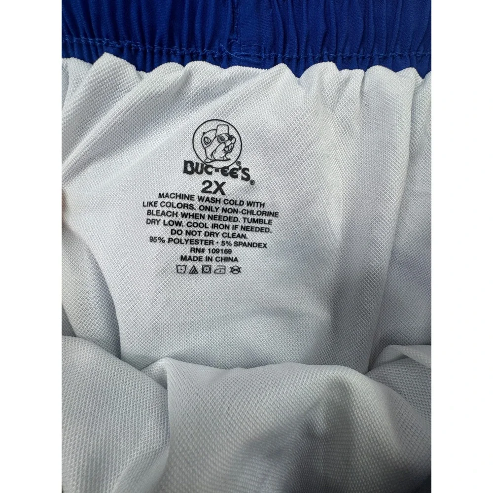 Buc-ees Mens 2X Swim Trunks Blue Lime Green Beaver Mascot Board Shorts Texas 2XL